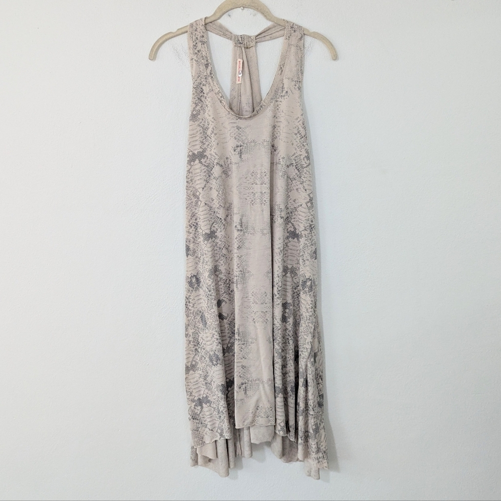 Rebecca Taylor Snake Print Trapeze Tank Dress Racerback Beige Gray Small S